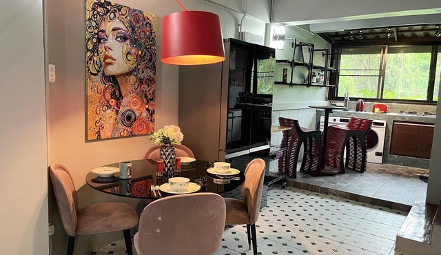 Chef’s kitchen-multiple balconies- eye popping art-this duplex has it all in Chang Wat Chiang Mai