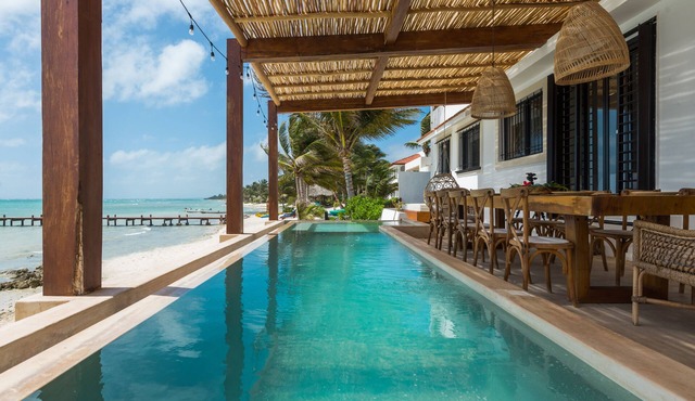 LUXURY BEACHFRONT VILLA Includes 3 Pools, Wifi, Best Snorkeling & Kayaking Bay in Tulum