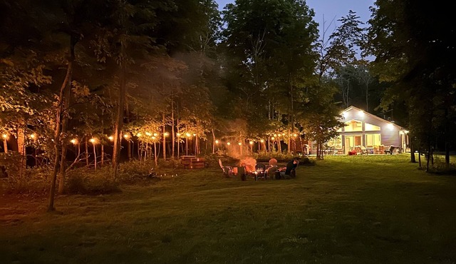 Private Cabin on Dead Lake-14 acres, dog friendly, hard sand beach, comfy beds in Dent