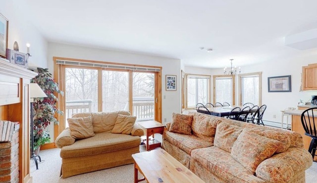 Ski-in/ski-out Dual-condo getaway w/mountain views, fireplace in Jay