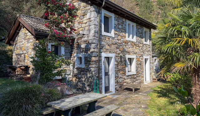 Typical rustico on the edge of the village idyllically bordering the forest in Brissago